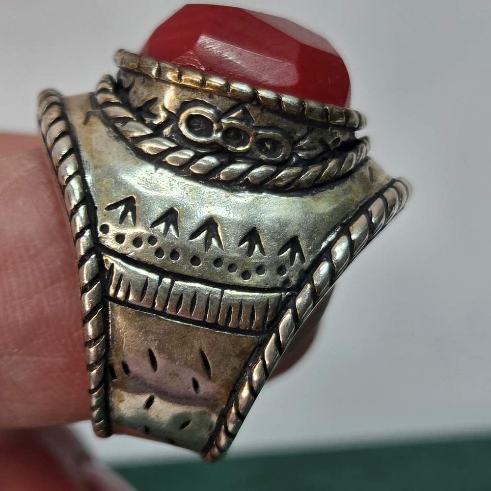 retired silpada the samba ring sz 6 sterling silver red coral western cowgirl